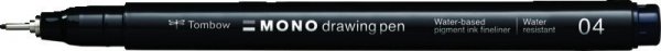 Tombow Fineliner MONO drawing pen, šířka stopy: 04 (cca 0,4 mm), černá, volně