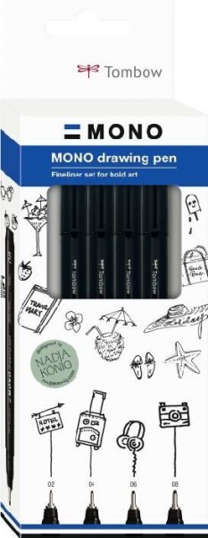 Tombow Fineliner MONO drawing pen sada Fine, 4ks