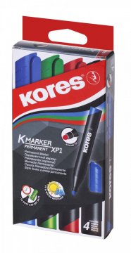 K-MARKER Permanentní popisovač, kulatý hrot 3 mm, mix 4 barev (černá, červená, modrá, zelená)
