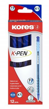 K1 Pen, transparentní, trojhranné, šíře F-0,7 mm, modrá