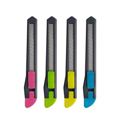 Odlamovací nůž KC 9 mm, plast, mix 4 neonových barev
