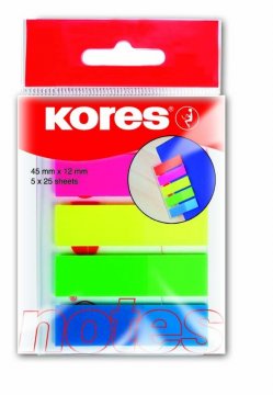 Neonové záložky Index Strips 45x12 mm / 5 barev / 25 lístků á barva