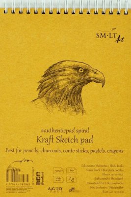 SMLT art Blok authentic, skicák kraftový, A5, 60 listů, 90g/m2, spirála