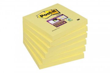 3M Post it silně lepicí bločky 654,  velikost 76 x 76 mm, světle žluté, 6 bločků po 90 lístků