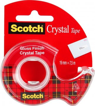 3M Scotch - Krystalicky čirá lepicí páska, 19 mm x 7,5 m, 1 role v zásobníku