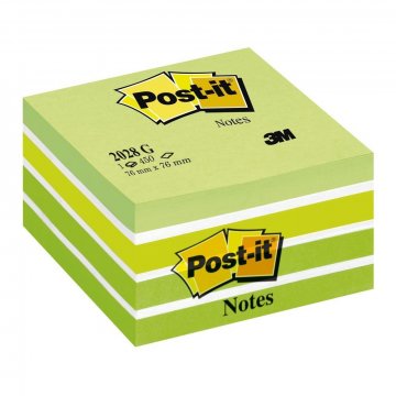 3M Post-it kostka 2028B, velikost 76x76 mm, odstíny zelené barvy, 450 lístků