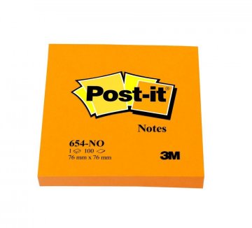 3M Post-it samolepicí bloček 654NO, velikost 76x76 mm, 6x 1 bloček 100 lístků