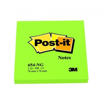 3M Post-it samolepicí  bloček 654NG , velikost 76x76 mm, 6x 1 bloček 100 lístků