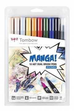 Tombow Sada oboustranných fixů ABT Dual Brush Pen – Manga Shonen, 10 ks
