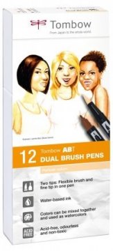 Tombow Sada oboustranných fixů ABT Dual Brush Pen – Portrait colors, 12 ks