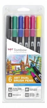 Tombow Sada oboustranných fixů ABT Dual Brush Pen – Primary colours, 6 ks