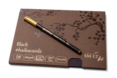 SMLT art Karty v krabičce #haikucards, černé, 148x210mm, 24 listů, 300g/m2