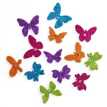 Brokátové 3D samolepky – motýlci, 13 ks