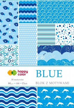 Blok se vzorovanými papíry BLUE, 80g/m2, A4, 15 listů, 30 vzorů