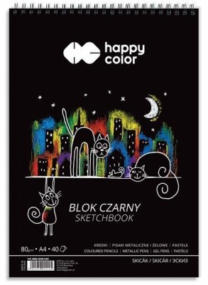 Happy Color Spirálový skicák A4, 40 listů, černé 80g