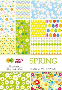 Blok se vzorovanými papíry SPRING, 80g/m2, A4, 15 listů, 30 vzorů