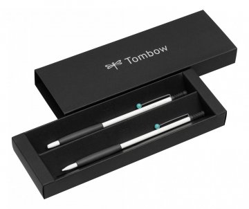 Tombow Sada ZOOM 707 kuličkové pero + mikrotužka, bílá/šedá/tyrkysová