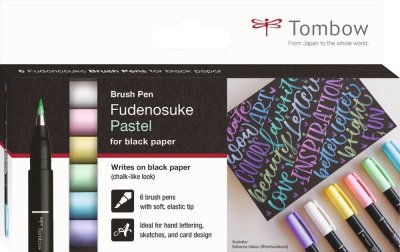 Tombow Štetcové fixy Fudenosuke pastel 6 ks v sadě