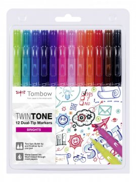 Tombow Sada oboustranných fixů TwinTone, Brights