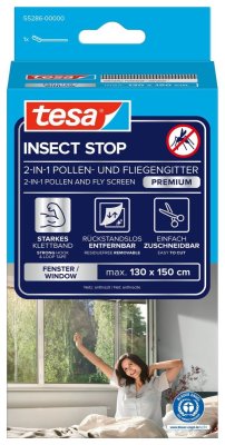 Síť proti pylu do okna, certifikát ECARF, suchý zip, 1,3x1,5m, antracitová