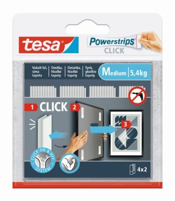 tesa® Samolepicí proužky se suchým zipem Powerstrips CLICK 4 x 2 M
