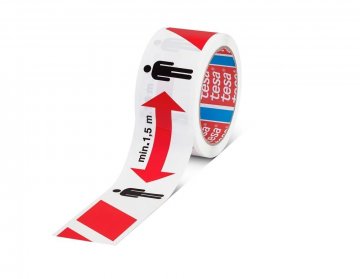 Signal páska pro vyznačení bezpečného odstupu, potištěná, červeno-bílá, 50m x 50mm
