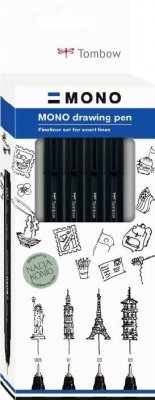 Tombow Fineliner MONO drawing pen sada Bold, 4ks