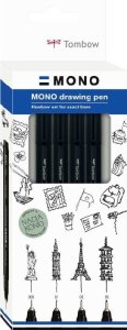 Tombow Fineliner MONO drawing pen sada Fine, 4ks